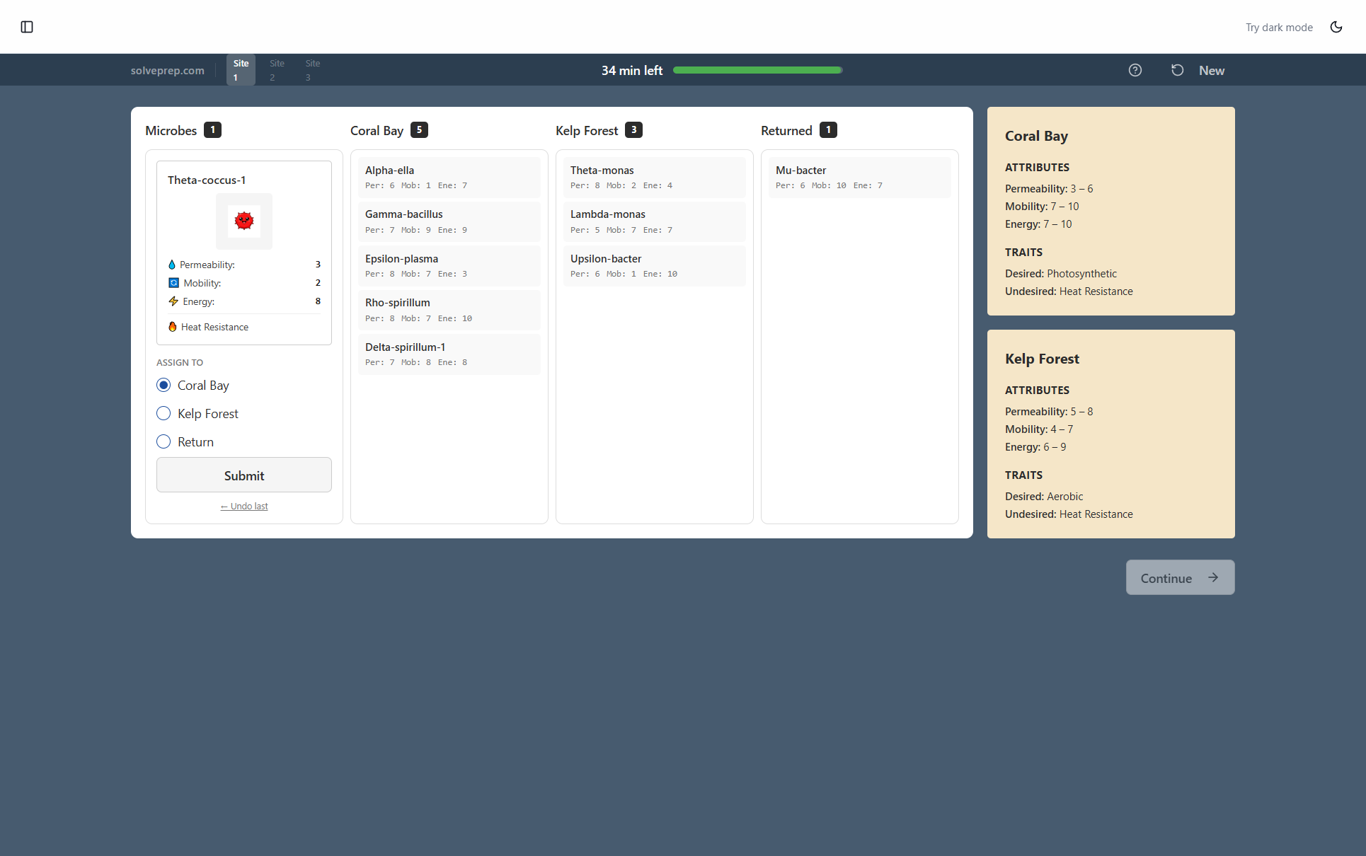 McKinsey Solve assessment process flowchart showing 4 steps from invitation to results